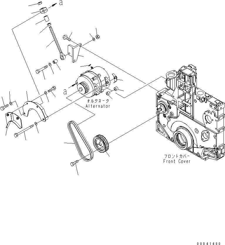 Схема запчастей Komatsu SAA6D140E-5F-W - КРЕПЛЕНИЕ ГЕНЕРАТОРА (A) ДВИГАТЕЛЬ