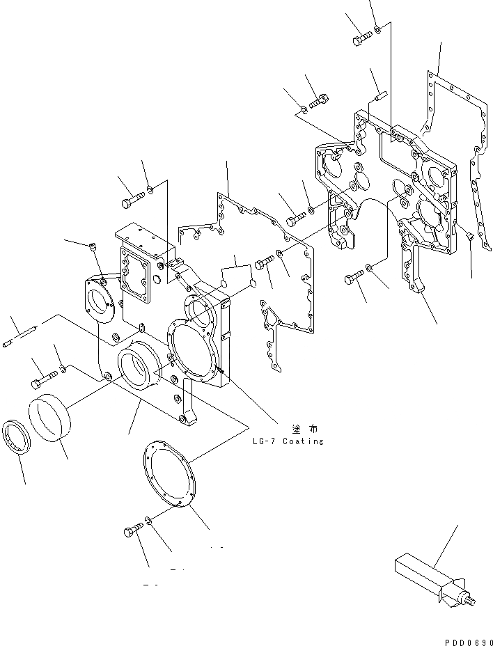 Схема запчастей Komatsu SAA6D170E-2C-8 - ПЕРЕДН. COVER(№789-9) ДВИГАТЕЛЬ