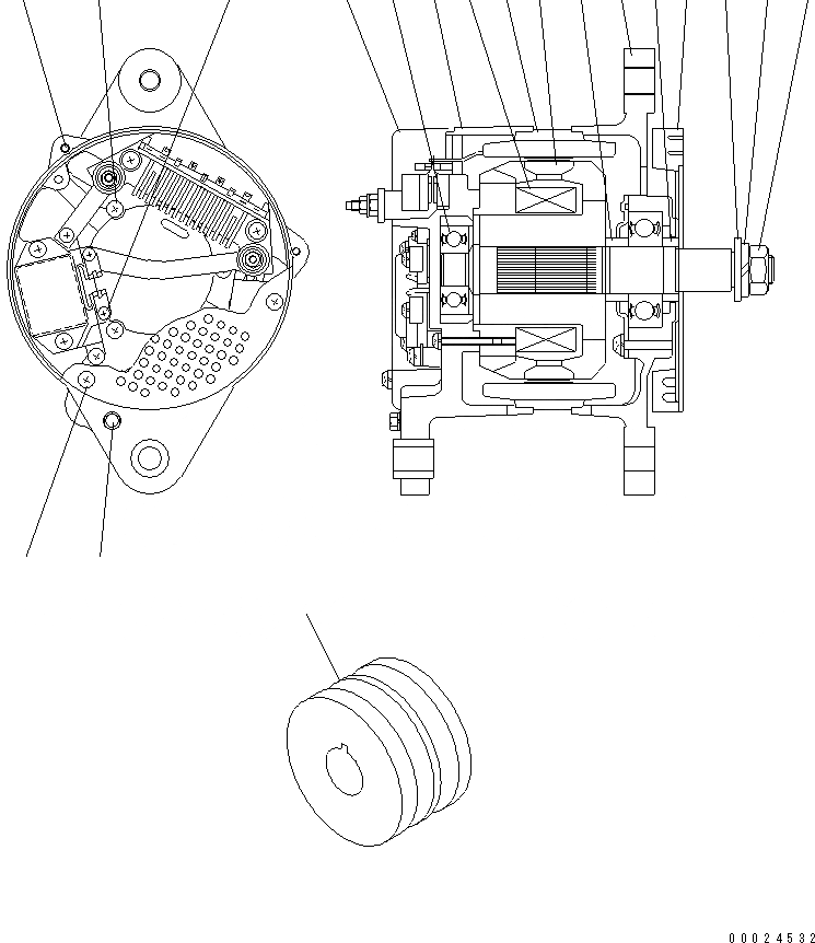 Схема запчастей Komatsu SAA6D125E-3M-8M - ГЕНЕРАТОР (A) (ЗАКАЛЕНН. ШКИВ) (ВНУТР. ЧАСТИ)(№78-) ДВИГАТЕЛЬ