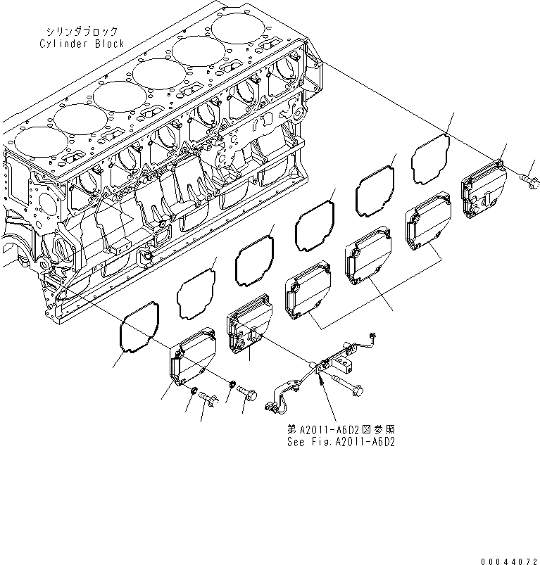 Схема запчастей Komatsu SAA6D170E-5C - КРЫШКА ТОЛКАТЕЛЕЙ КЛАПАНА ДВИГАТЕЛЬ