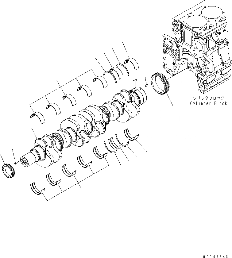 Схема запчастей Komatsu SAA6D170E-5C - КОЛЕНВАЛ ДВИГАТЕЛЬ