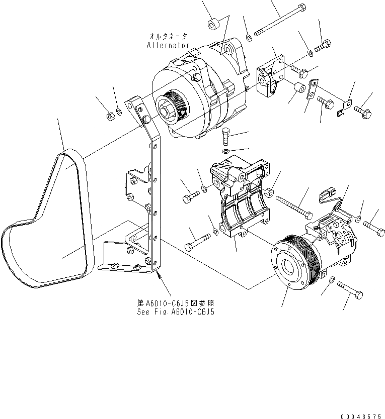 Схема запчастей Komatsu SAA6D170E-5C - ГЕНЕРАТОР И FREON КОМПРЕССОР ДВИГАТЕЛЬ