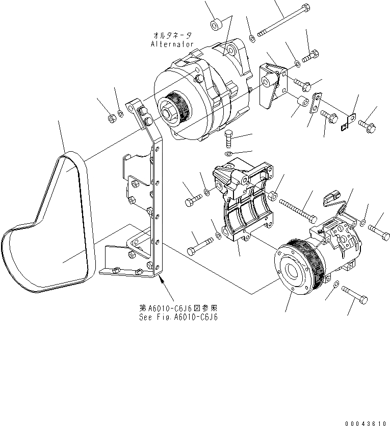 Схема запчастей Komatsu SAA6D170E-5C - ГЕНЕРАТОР И FREON КОМПРЕССОР ДВИГАТЕЛЬ