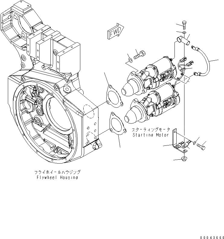 Схема запчастей Komatsu SAA6D170E-5C - КРЕПЛЕНИЕ СТАРТЕРА (KW) ДВИГАТЕЛЬ