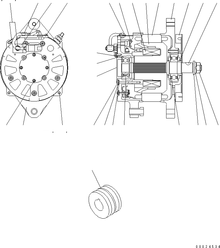 Схема запчастей Komatsu SAA6D125E-3N-8M - ГЕНЕРАТОР (A)(ВНУТР. ЧАСТИ)(№78-) ДВИГАТЕЛЬ