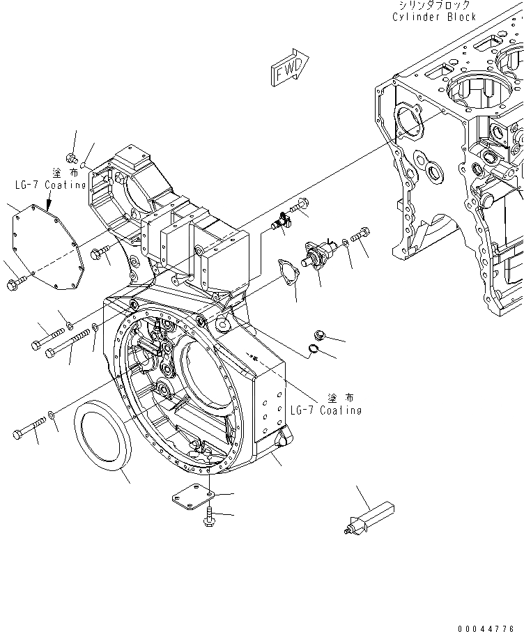 Схема запчастей Komatsu SAA6D170E-5-B - КАРТЕР МАХОВИКА ДВИГАТЕЛЬ