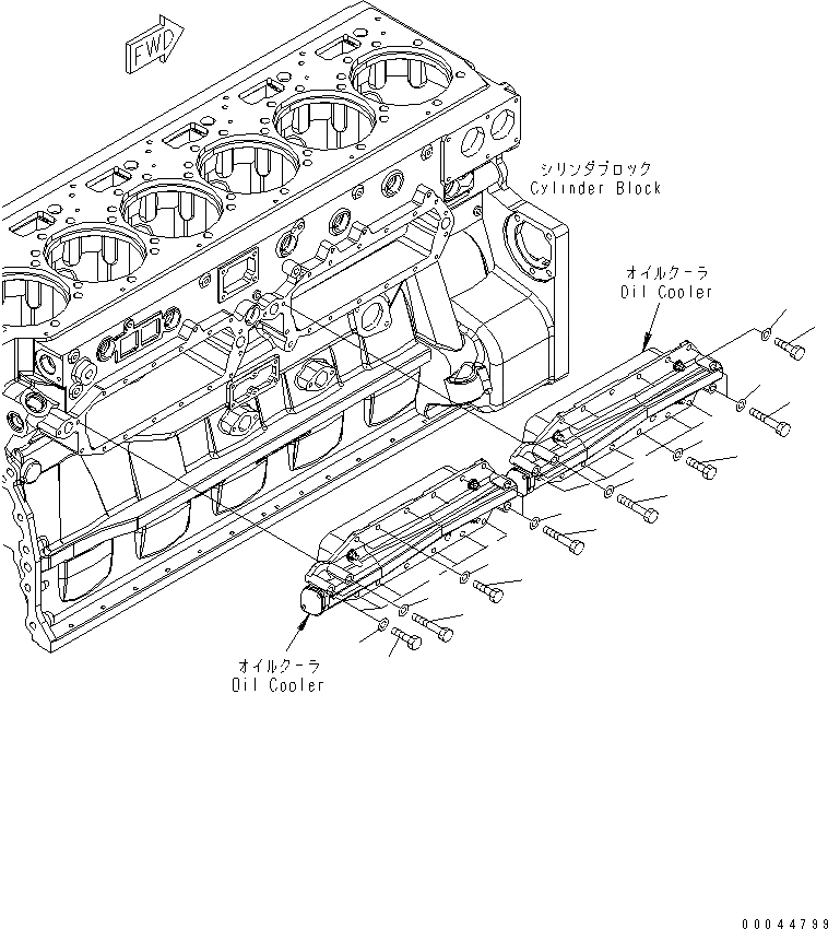 Схема запчастей Komatsu SAA6D170E-5-B - МАСЛООХЛАДИТЕЛЬ КРЕПЛЕНИЕ ДВИГАТЕЛЬ