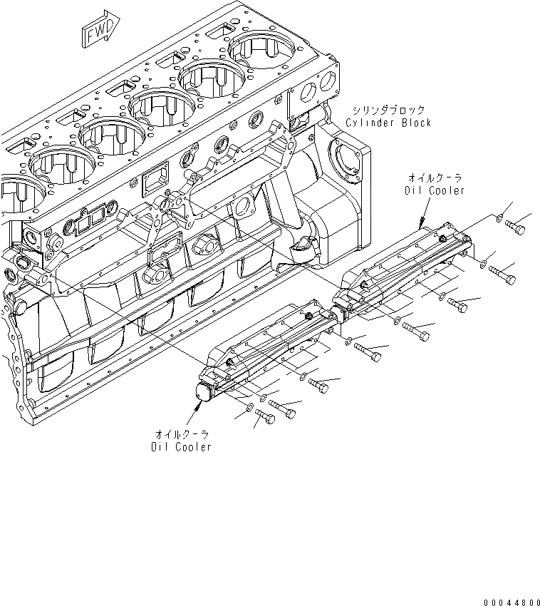 Схема запчастей Komatsu SAA6D170E-5-B - МАСЛООХЛАДИТЕЛЬ КРЕПЛЕНИЕ (БЕЗ VHMS) ДВИГАТЕЛЬ