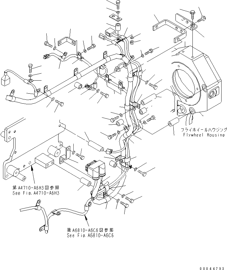 Схема запчастей Komatsu SAA6D170E-5-B - КАБЕЛЬ СУППОРТ (/) ДВИГАТЕЛЬ