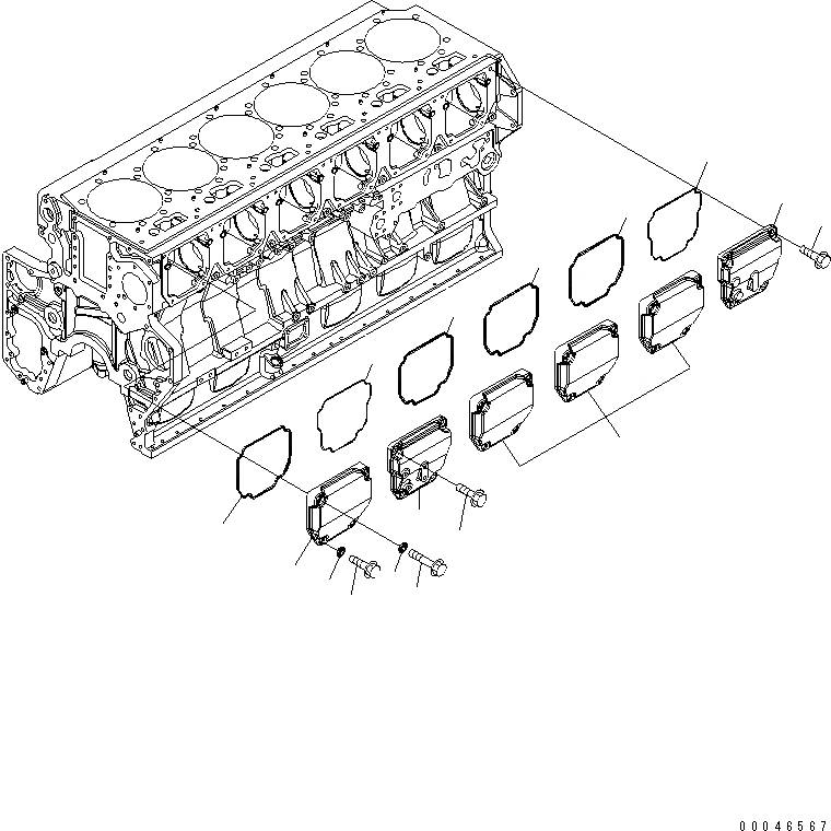 Схема запчастей Komatsu SAA6D170E-5A-01 - КРЫШКА ТОЛКАТЕЛЕЙ КЛАПАНА(№-) ДВИГАТЕЛЬ