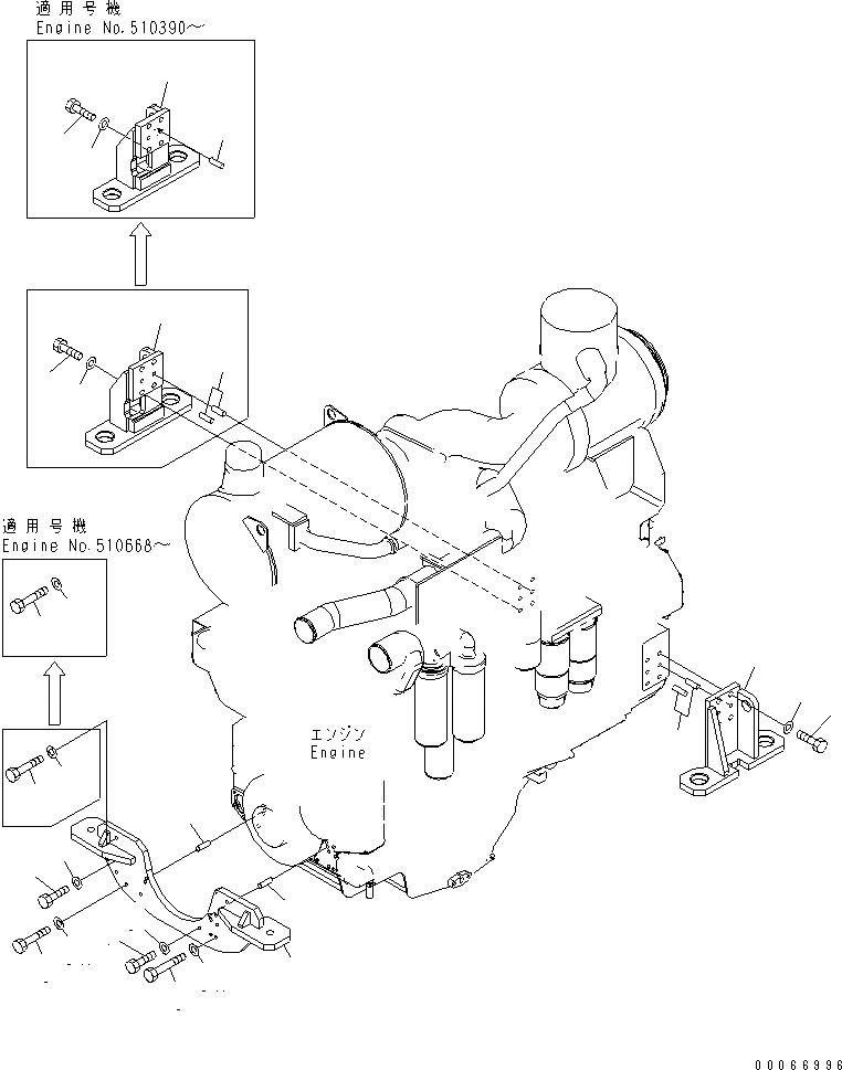 Схема запчастей Komatsu SAA6D170E-5A-01 - КРЕПЛЕНИЕ ДВИГАТЕЛЯ ДВИГАТЕЛЬ