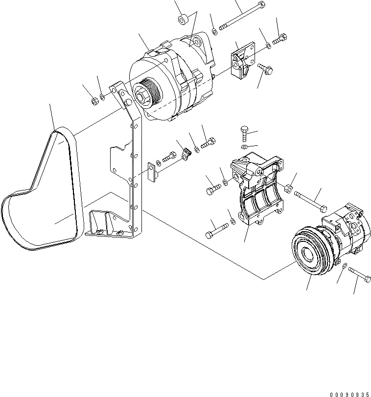 Схема запчастей Komatsu SAA6D170E-5A-01 - ГЕНЕРАТОР (9A) И FREON КОМПРЕССОР (ЕС SAFTY REGULATION)(№7-) ДВИГАТЕЛЬ