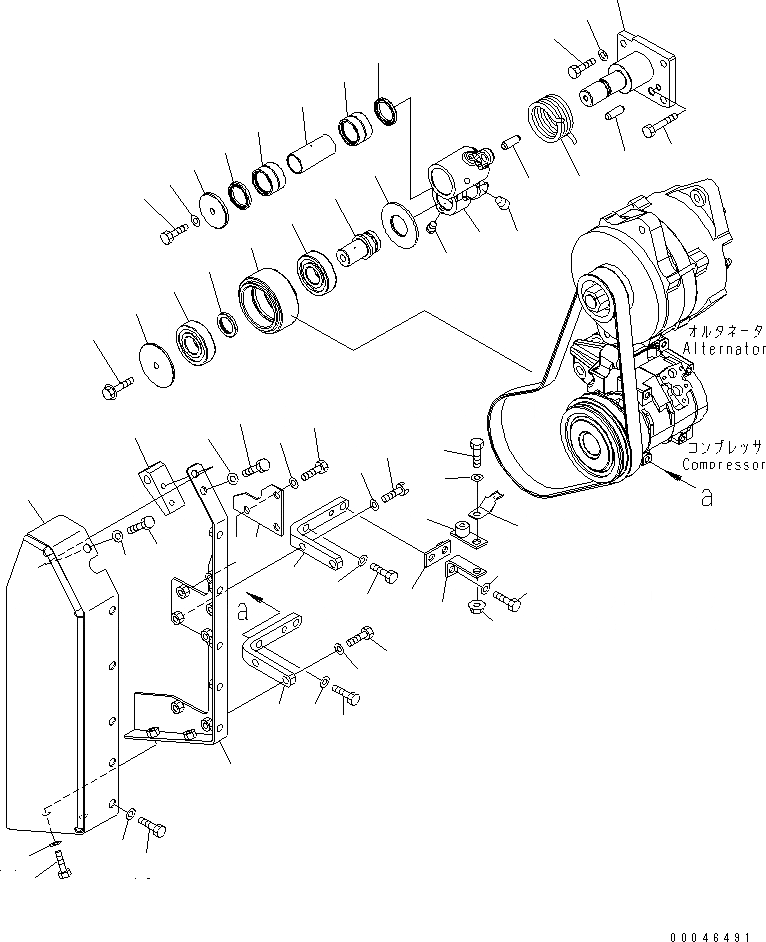 Схема запчастей Komatsu SAA6D170E-5A-01 - НАТЯЖЕНИЕ РЕМНЯ И КРЫШКА ДВИГАТЕЛЬ