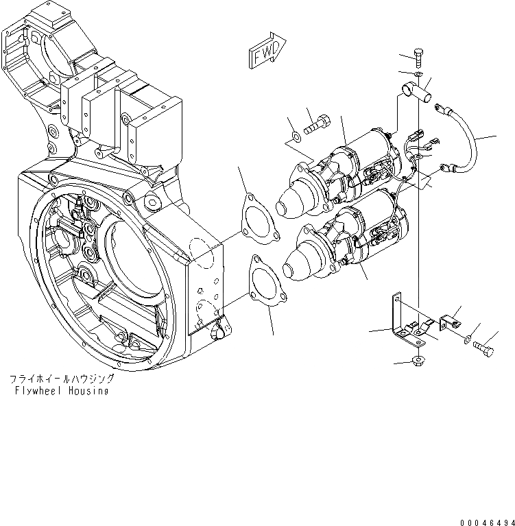 Схема запчастей Komatsu SAA6D170E-5A-01 - КРЕПЛЕНИЕ СТАРТЕРА (KW) ДВИГАТЕЛЬ