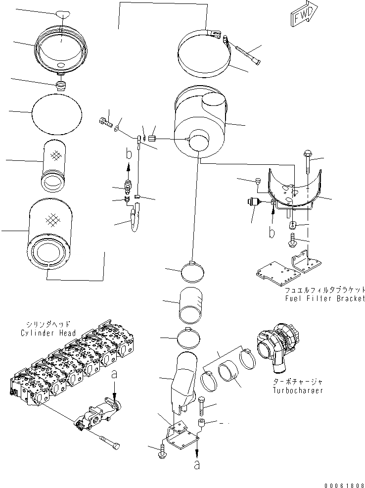 Схема запчастей Komatsu SAA6D125E-5C-02 - ВОЗДУХООЧИСТИТЕЛЬ И КРЕПЛЕНИЕ(№9-) ДВИГАТЕЛЬ