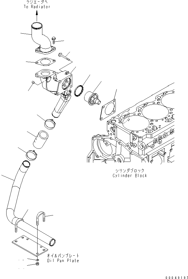 Схема запчастей Komatsu SAA6D125E-5C-02 - ТЕРМОСТАТ И ТЕРМОСТАТ(№-) ДВИГАТЕЛЬ