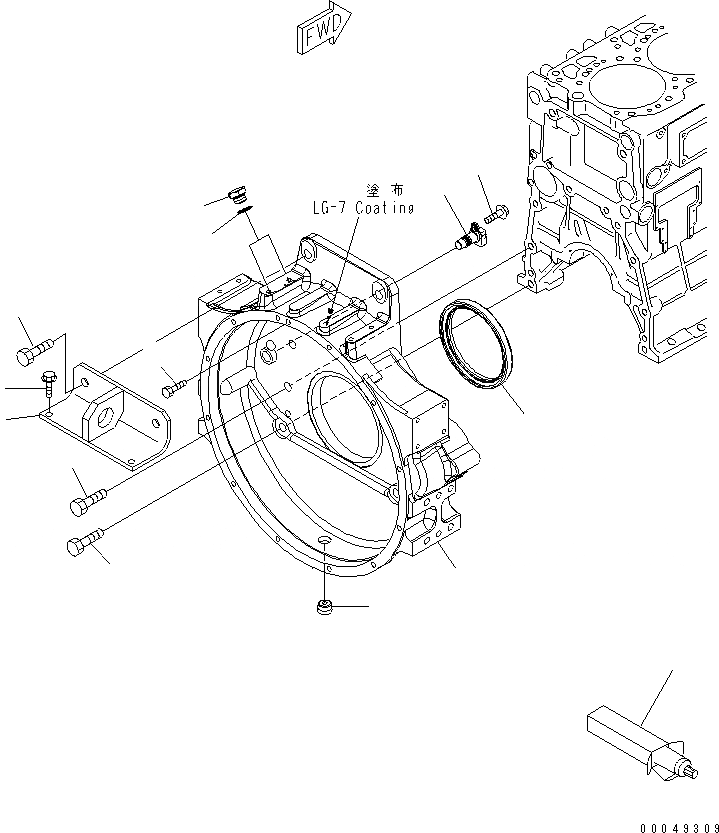 Схема запчастей Komatsu SAA6D125E-5C-02 - КАРТЕР МАХОВИКА(№-) ДВИГАТЕЛЬ