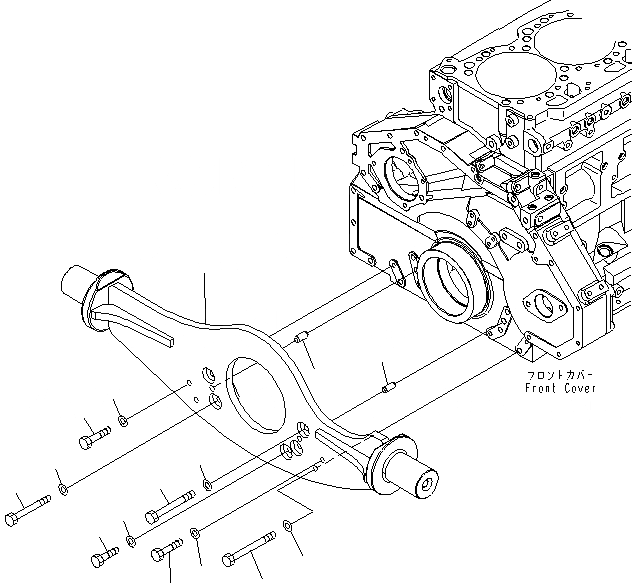 Схема запчастей Komatsu SAA6D125E-5C-02 - ДВИГАТЕЛЬ ПЕРЕДН. СУППОРТ(№-) ДВИГАТЕЛЬ