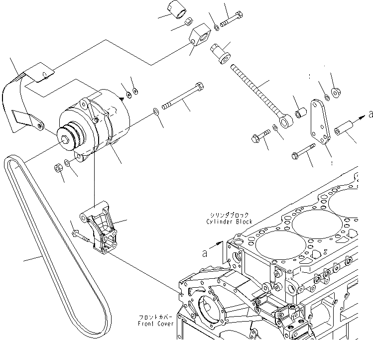 Схема запчастей Komatsu SAA6D125E-5C-02 - ГЕНЕРАТОР И КРЕПЛЕНИЕ (A) (ЗАКАЛЕНН. ШКИВ) (С КРЫШКОЙ)(№-) ДВИГАТЕЛЬ