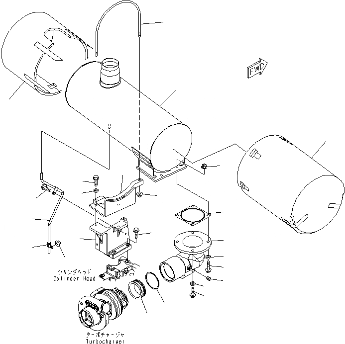 Схема запчастей Komatsu SAA6D114E-3B-A - ГЛУШИТЕЛЬ ДВИГАТЕЛЬ