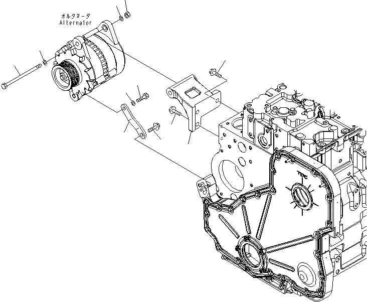 Схема запчастей Komatsu SAA6D114E-3B-A - КРЕПЛЕНИЕ ГЕНЕРАТОРА ДВИГАТЕЛЬ