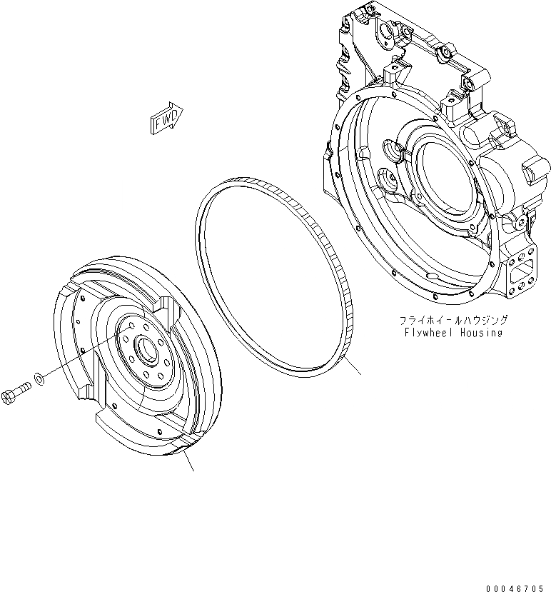 Схема запчастей Komatsu SAA6D107E-1B-W - МАХОВИК ДВИГАТЕЛЬ