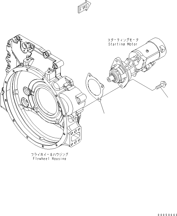 Схема запчастей Komatsu SAA6D107E-1B-W - КРЕПЛЕНИЕ СТАРТЕРА (.KW)(№-) ДВИГАТЕЛЬ