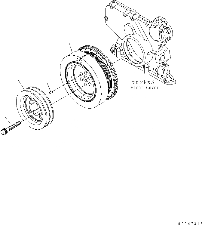 Схема запчастей Komatsu SAA6D107E-1D-W - ДЕМПФЕР(№7-887) ДВИГАТЕЛЬ