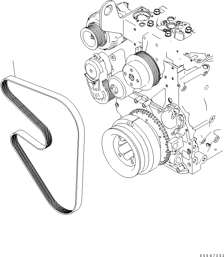 Схема запчастей Komatsu SAA6D107E-1D-W - ВЕНТИЛЯТОР ОХЛАЖДЕНИЯ РЕМЕНЬ(№7-) ДВИГАТЕЛЬ