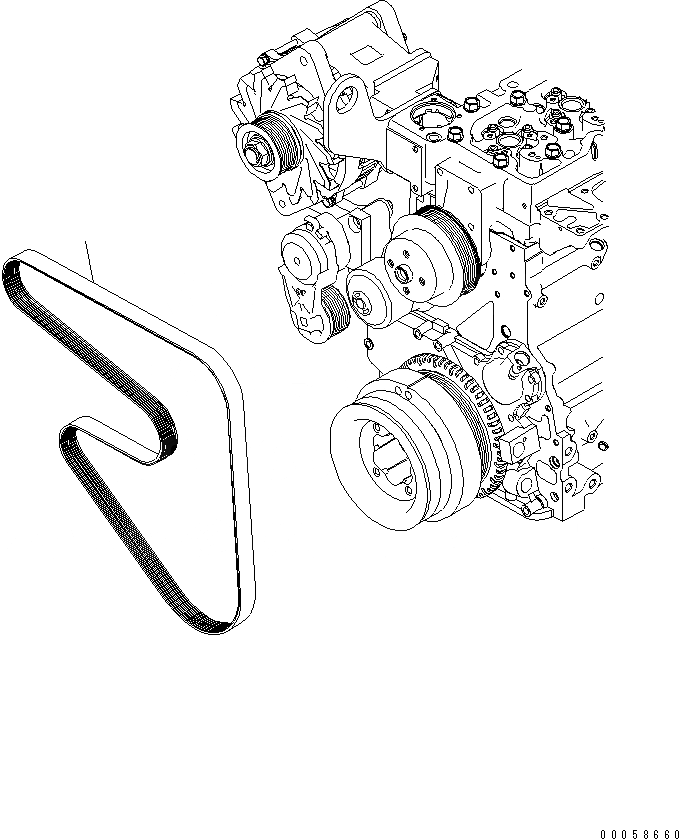 Схема запчастей Komatsu SAA6D107E-1D-W - ВЕНТИЛЯТОР ОХЛАЖДЕНИЯ РЕМЕНЬ (ДЛЯ ГЕНЕРАТОРА 90А)(№-) ДВИГАТЕЛЬ