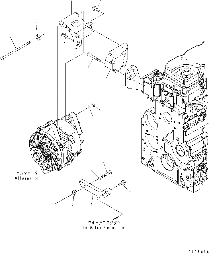 Схема запчастей Komatsu SAA6D107E-1D-W - КРЕПЛЕНИЕ ГЕНЕРАТОРА (ДЛЯ ГЕНЕРАТОРА 90А)(№-) ДВИГАТЕЛЬ