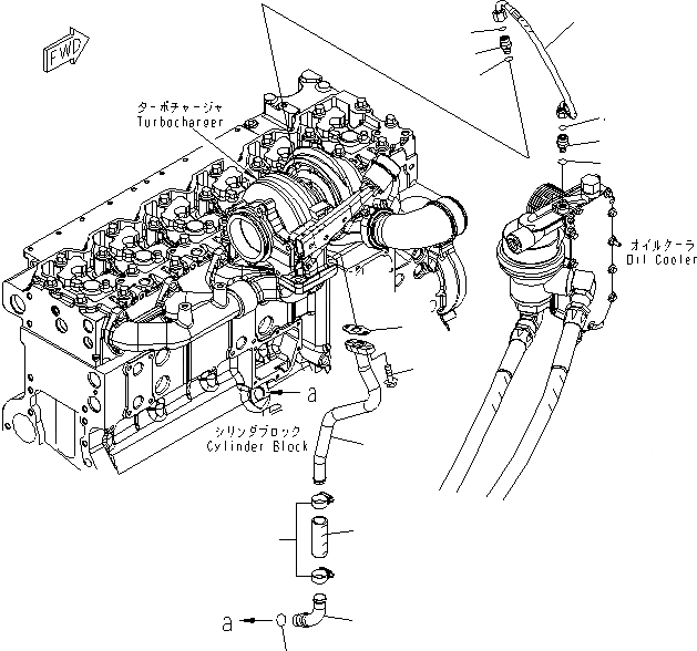 Схема запчастей Komatsu SAA6D114E-3A-WT - МАСЛОПРОВОДЯЩИЕ ТРУБКИ ТУРБОНАГНЕТАТЕЛЯ ДВИГАТЕЛЬ