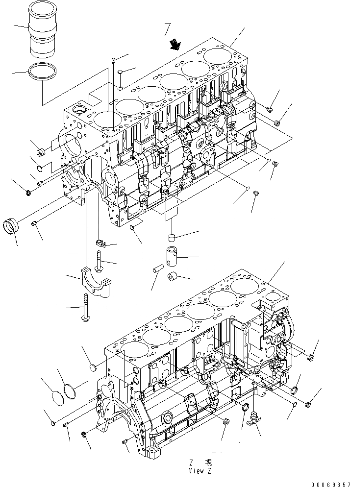 Схема запчастей Komatsu SAA6D114E-3A-WT - БЛОК ЦИЛИНДРОВ ДВИГАТЕЛЬ