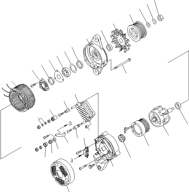 Схема запчастей Komatsu SAA6D114E-3A-WT - ГЕНЕРАТОР (A) (ВНУТР. ЧАСТИ) ДВИГАТЕЛЬ