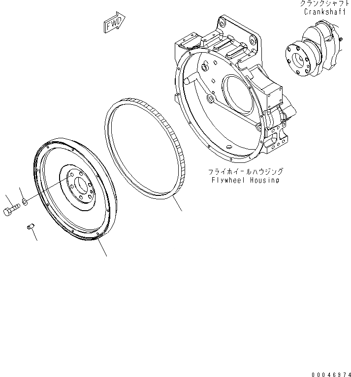 Схема запчастей Komatsu SAA6D125E-5A-02 - МАХОВИК(№-) ДВИГАТЕЛЬ