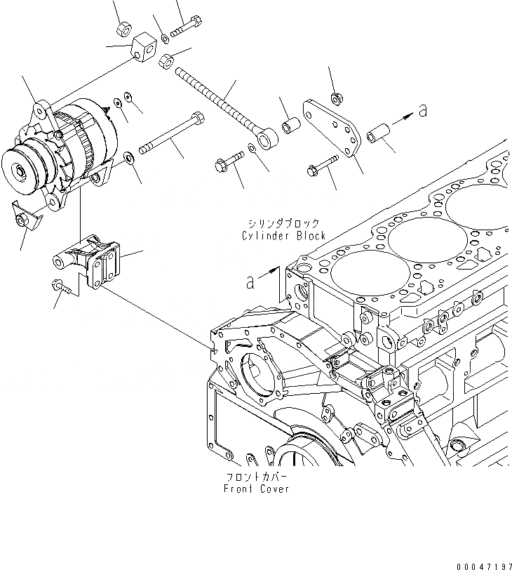 Схема запчастей Komatsu SAA6D125E-5A-02 - ГЕНЕРАТОР И КРЕПЛЕНИЕ (A)(№-) ДВИГАТЕЛЬ