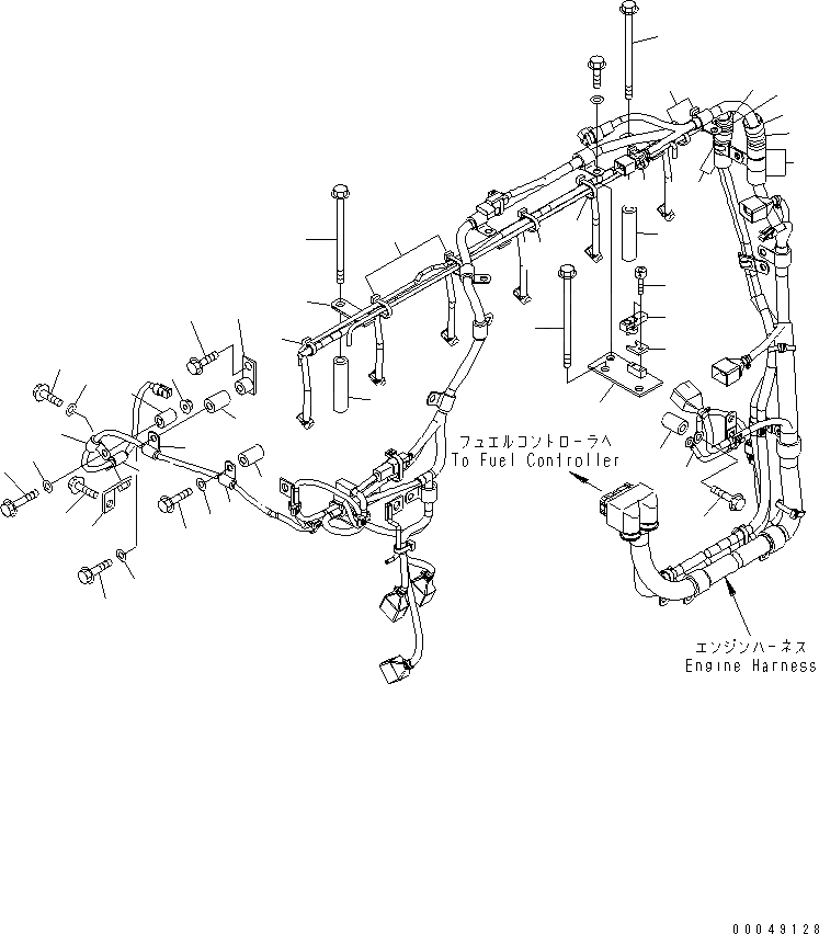 Схема запчастей Komatsu SAA6D125E-5A-02 - ПРОВОДКА (/) (Э/ПРОВОДКА СУППОРТ)(№-) ДВИГАТЕЛЬ