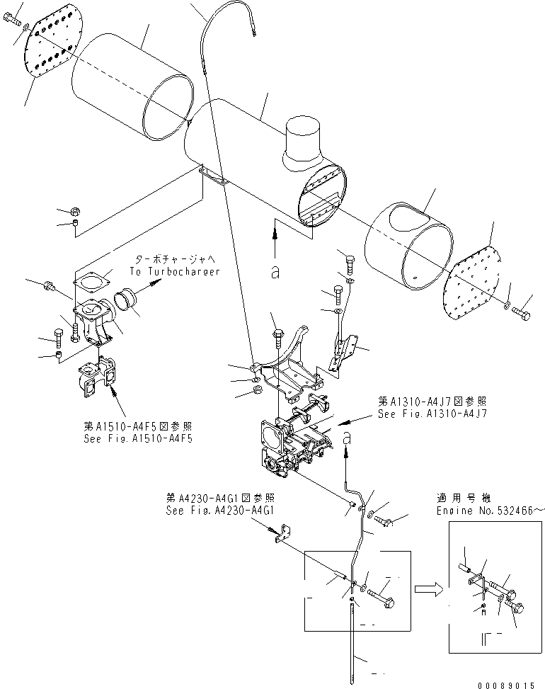 Схема запчастей Komatsu SAA6D140E-5F-03 - ГЛУШИТЕЛЬ(№-7) ДВИГАТЕЛЬ