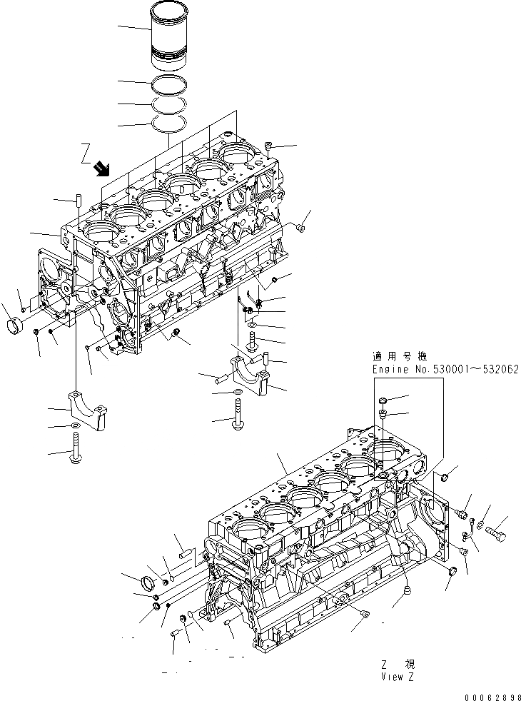 Схема запчастей Komatsu SAA6D140E-5F-03 - БЛОК ЦИЛИНДРОВ ДВИГАТЕЛЬ