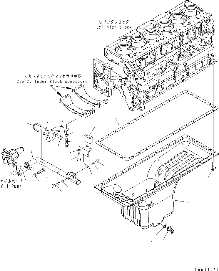 Схема запчастей Komatsu SAA6D140E-5F-03 - МАСЛЯНЫЙ ПОДДОН И ВСАСЫВАЮЩИЙ ПАТРУБОК(№-7) ДВИГАТЕЛЬ