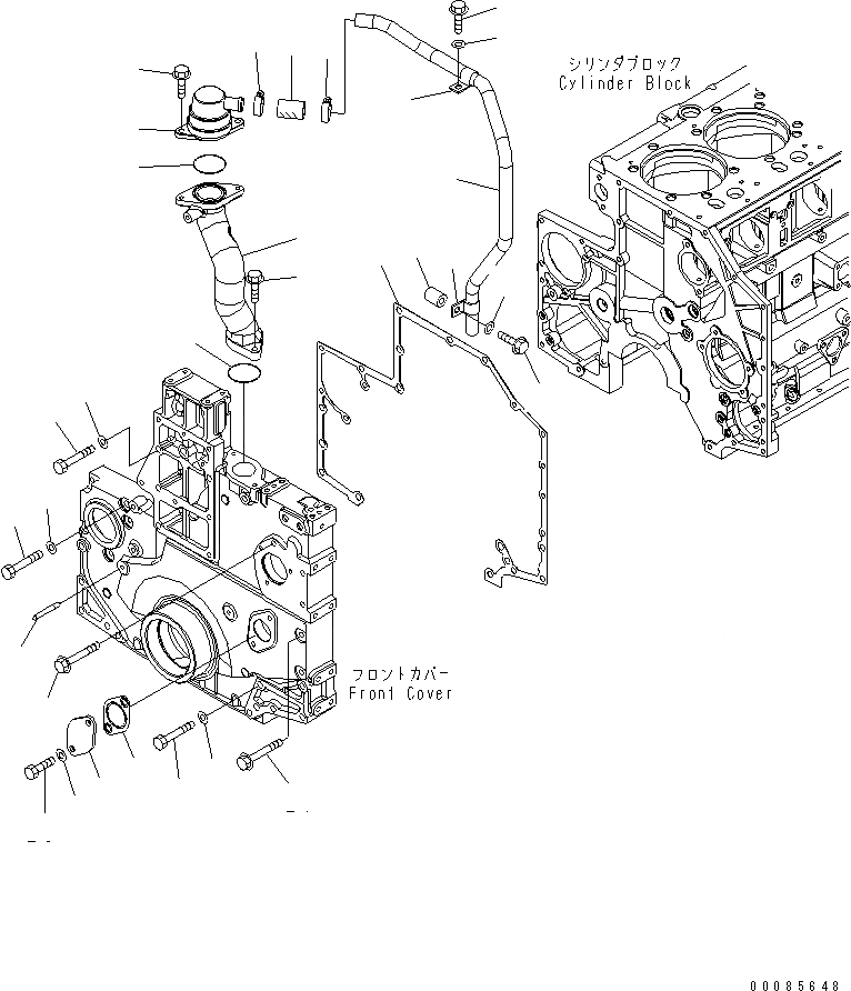 Схема запчастей Komatsu SAA6D140E-5H-01 - ЭЛЕМЕНТЫ ПЕРЕДН. КРЫШКИ И САПУН(№-) ДВИГАТЕЛЬ