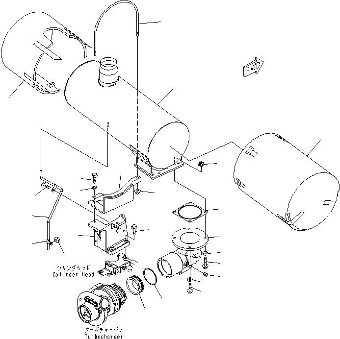 Схема запчастей Komatsu SAA6D114E-3B-WT - ГЛУШИТЕЛЬ(№8-) ДВИГАТЕЛЬ