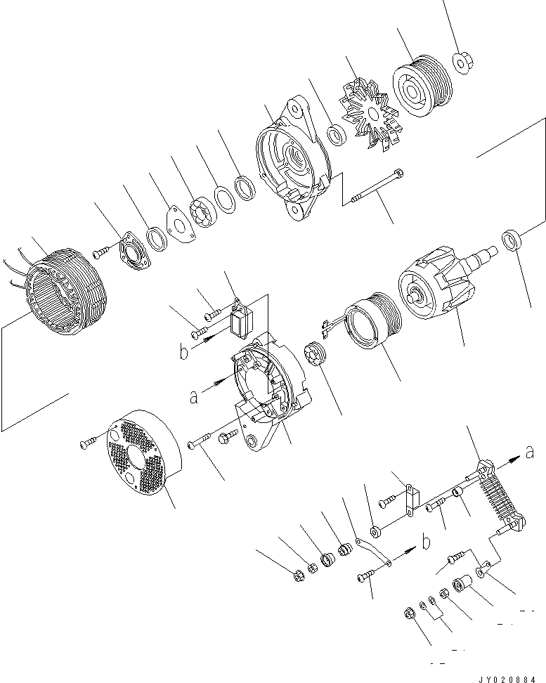 Схема запчастей Komatsu SAA6D114E-3B-WT - ГЕНЕРАТОР (A) (ВНУТР. ЧАСТИ)(№87-) ДВИГАТЕЛЬ