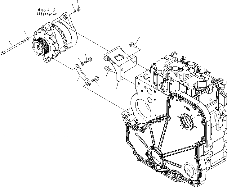 Схема запчастей Komatsu SAA6D114E-3B-WT - КРЕПЛЕНИЕ ГЕНЕРАТОРА (ДЛЯ A ГЕНЕРАТОР) ДВИГАТЕЛЬ