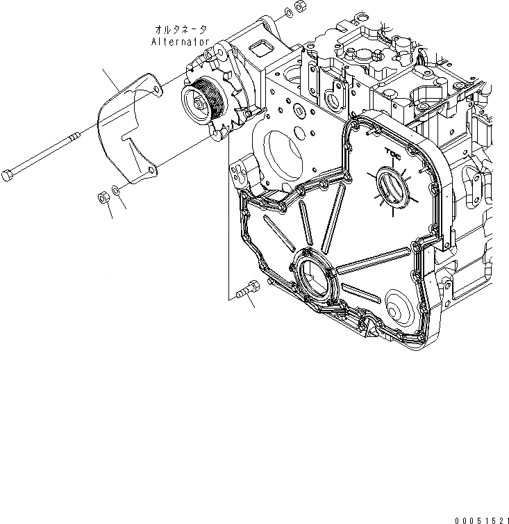 Схема запчастей Komatsu SAA6D114E-3B-WT - ГЕНЕРАТОР COVER(№8-) ДВИГАТЕЛЬ