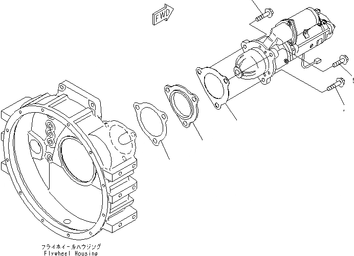 Схема запчастей Komatsu SAA6D114E-3B-WT - КРЕПЛЕНИЕ СТАРТЕРА(№8-) ДВИГАТЕЛЬ