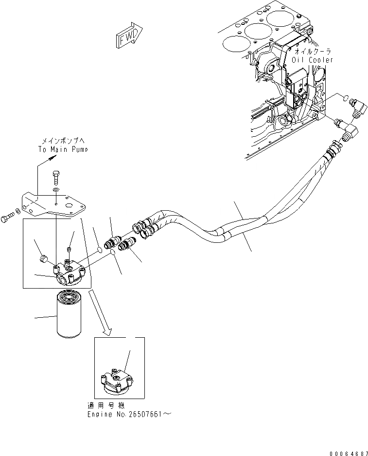 Схема запчастей Komatsu SAA6D107E-1C-W - МАСЛ. ФИЛЬТР И ТРУБЫ ДВИГАТЕЛЬ