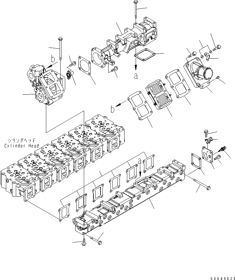 Схема запчастей Komatsu SAA6D125E-5B-02 - ТРУБОПРОВОД ВПУСКА ВОЗДУХА И СОЕДИН-Е ДВИГАТЕЛЬ