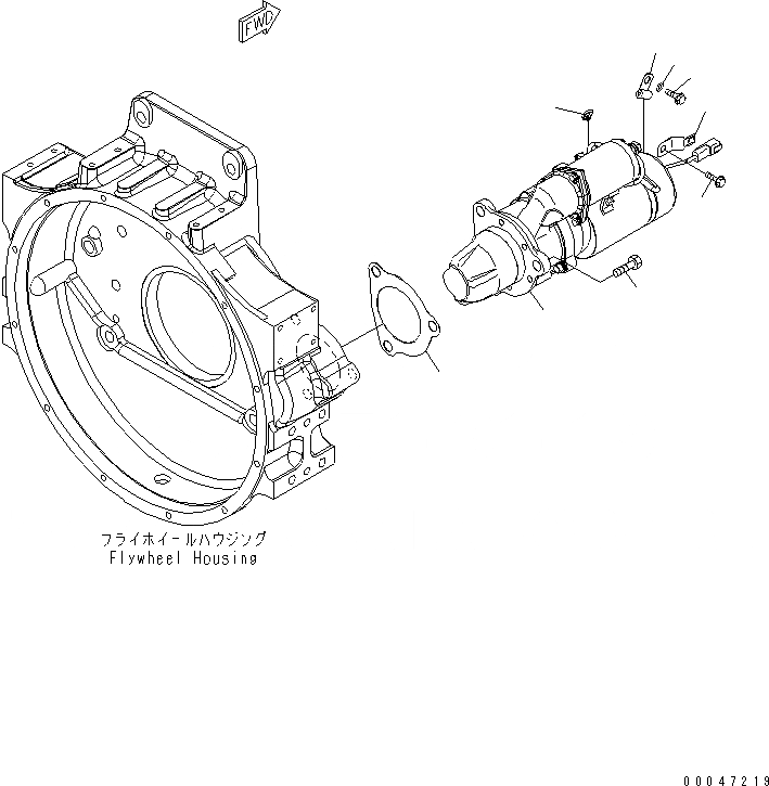 Схема запчастей Komatsu SAA6D125E-5B-02 - КРЕПЛЕНИЕ СТАРТЕРА (KW)(№-) ДВИГАТЕЛЬ