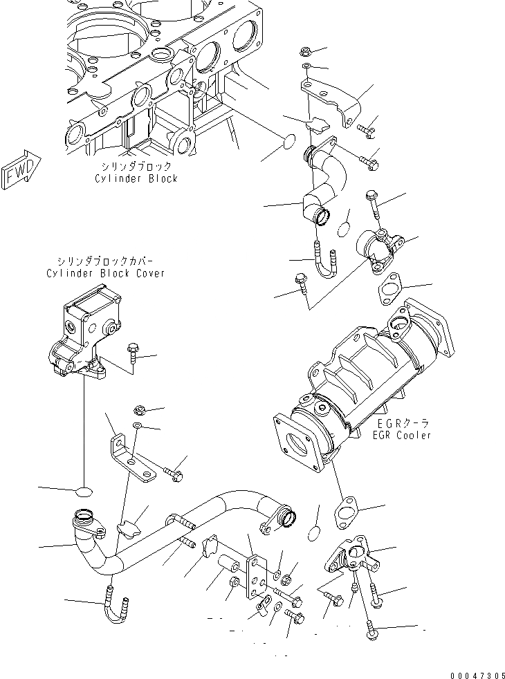 Схема запчастей Komatsu SAA6D140E-5C-01 - ВЫПУСКН. GAS RECIRCULATION КЛАПАН (/7) (EGR ОХЛАДИТЕЛЬ ВОДН. ГИДРОЛИНИЯ)(№8-98) ДВИГАТЕЛЬ